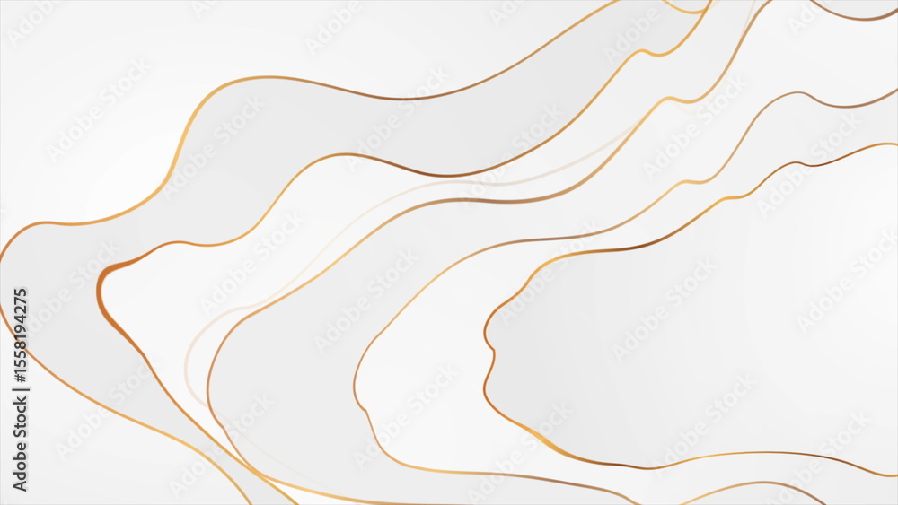 Poster golden curved wavy lines abstract geometric minimal background