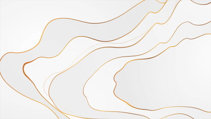 Golden curved wavy lines abstract geometric minimal background