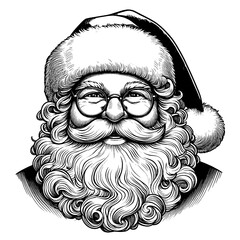 Cute Hand drawn Santa Claus portrait, vector sketch isolated on white background, SVG vector	