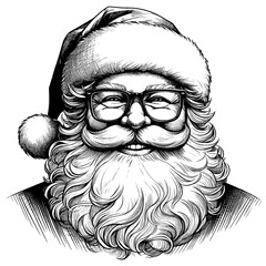 Cute Hand drawn Santa Claus portrait, vector sketch isolated on white background, SVG vector	