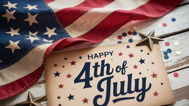 Happy 4th of july american flag stars and festive card