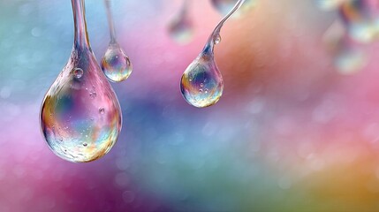 Stress relief therapy for support and emotional healing concept. Colorful water droplets against a vibrant blurred background.