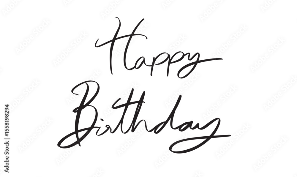 Poster happy birthday text font calligraphy hand written lettering script black color object icon happy bir