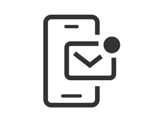 New email message line stroke icon on mobile cell phone vector simple graphic pictogram, cellphone smartphone incoming outline thin linear mail letter sign symbol, unread sms notification notice