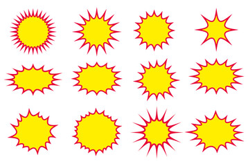 バクダン・吹き出しフレーム素材赤黃