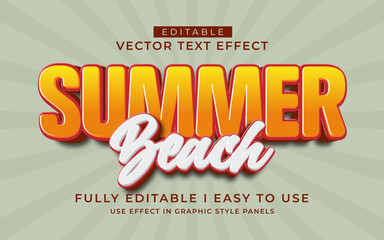 3d editable summer text effect typography style template