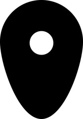 Filled Black Location Pin with Circle Dot Rounded Map Marker Vector Icon