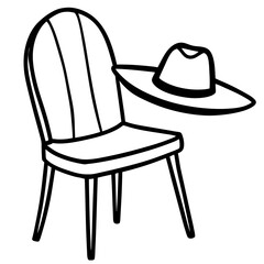 Sunhat on Chair Vector &ndash; Generative AI & Linocut Silhouette Illustration for Summer Design