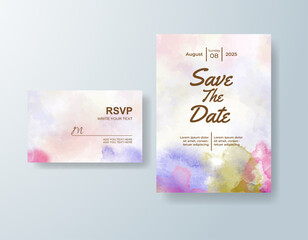 Wedding invitation with abstract watercolor background