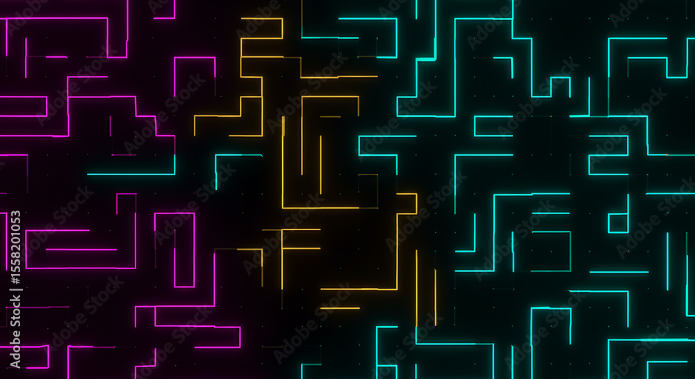Aufkleber abstract design with vibrant neon lines forming a complex pattern.