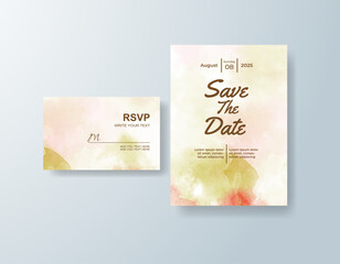 Wedding invitation with abstract watercolor background