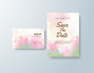 Wedding invitation with abstract watercolor background