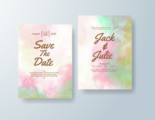 Wedding invitation with abstract watercolor background
