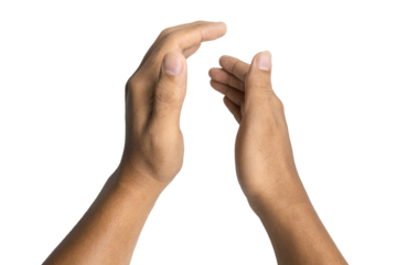 top view of male hand clapping gesture isolated on white background