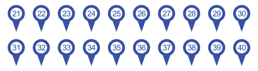Set of Location pin icon with number set of Vector illustration in eps 10.