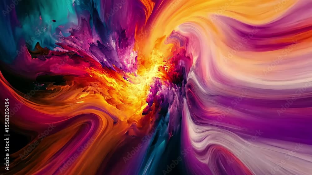 Poster vibrant explosion of colors creating dynamic abstract patterns in digital art, vibrant explosion of 