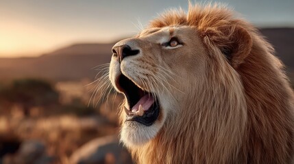 Macro shot of a lion banner