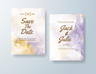Wedding invitation with abstract watercolor background