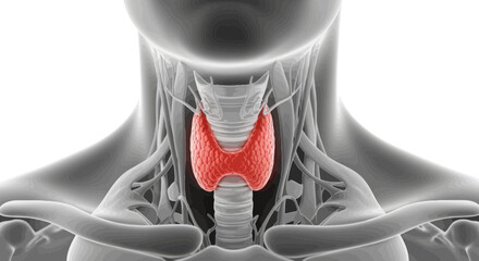 Detailed Anatomical Illustration of Thyroid Gland and Surrounding Structures
