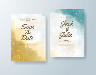 Wedding invitation with abstract watercolor background