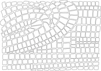 Dynamic monochrome vector art showcasing an abstract mosaic pattern, blending geometric and organic tile shapes into a captivating design, ideal for textures, backgrounds, and creative projects.