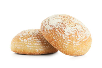 Loaves of fresh bread isolated on white background