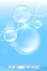 Blue luxury background for beauty product display with copy space, illustration vector.