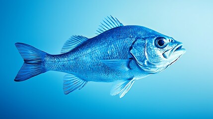 Fototapeta premium Blue Fish Displaying Vibrant Colors Against a Soft Gradient Background Perfect for Nature Themes