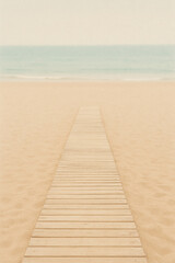 모래사장으로 이어지는 나무 보도블럭