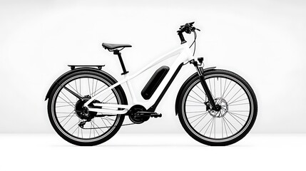 Modern Electric Bicycle with Sleek Design on Minimalistic White Background