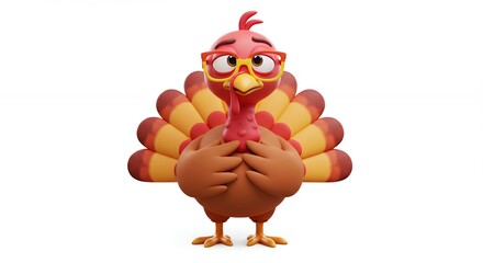 Naklejka premium Cartoon turkey with glasses