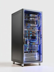 A computer server on a white background