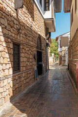 Old Ottoman houses in the narrow streets of Antalya Old Town Kaleici district