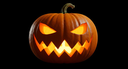 Fototapeta premium Halloween Jack O Lantern with Glowing Interior A Spooky and Festive Celebration of the Autumn Season and the Thrill of Trick or Treating