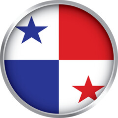 round icon of panama national flag with blue and red stars on white quarters and bold color block design

