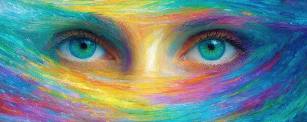 Obraz premium Emotional healing with inner peace and wellness journey concept. Vibrant portrait reflecting inner thoughts and emotions.