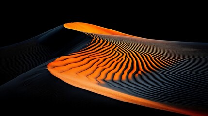 Mesmerizing Patterns of Sand Dunes at Golden Hour with Stunning Orange and Black Contrast