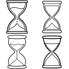 Black and White Cartoon Hourglass Coloring Book Page – Hand-Drawn Time Illustration