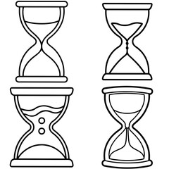Black and White Cartoon Hourglass Coloring Book Page – Hand-Drawn Time Illustration