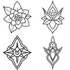 Fototapeta premium Black and White Tattoo Line Work Style Natural Tweezers Illustration – Hand-Drawn Outline Vector