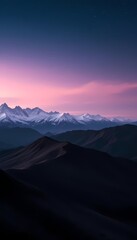 Stunning Mountain Landscape at Sunset with Starry Sky


