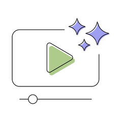 AI Generated Video Vector Icon. Play Button with Video Timeline. Automated Video Creation, AI Video Editing, Multimedia Content, Video Production Tools, Digital Video Solutions.