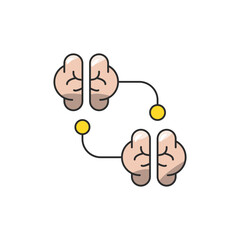 Brain Sync Icon, Human-AI Thought Connection Vector.