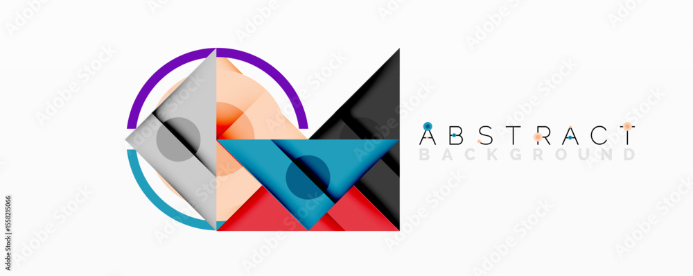 Poster Modern abstract design. Geometric shapes overlap, creating vibrant color composition. Clean lines, minimalist aesthetic.