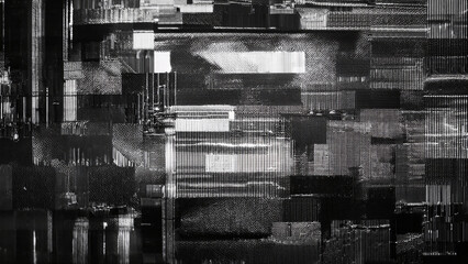 Glitch noise static television. Royalty high-quality free best stock of abstract digital motion art distorted background, CRT tv screen no signal, error, noise and distortions effect, black and white