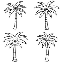 Sticker of a Quirky Hand-Drawn Cartoon Palm Tree – Fun Tropical Line Art Illustration