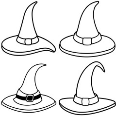 Gradient Line Drawing of a Cartoon Witch Hat – Magical Halloween Icon Illustration