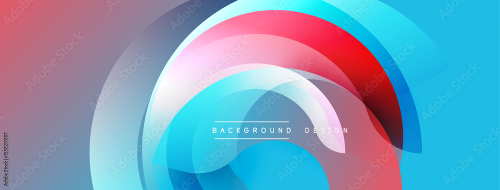 Aufkleber Abstract flowing shapes, vibrant colors blend. Modern design, smooth gradients create dynamic visual effect. Background features layered arcs.