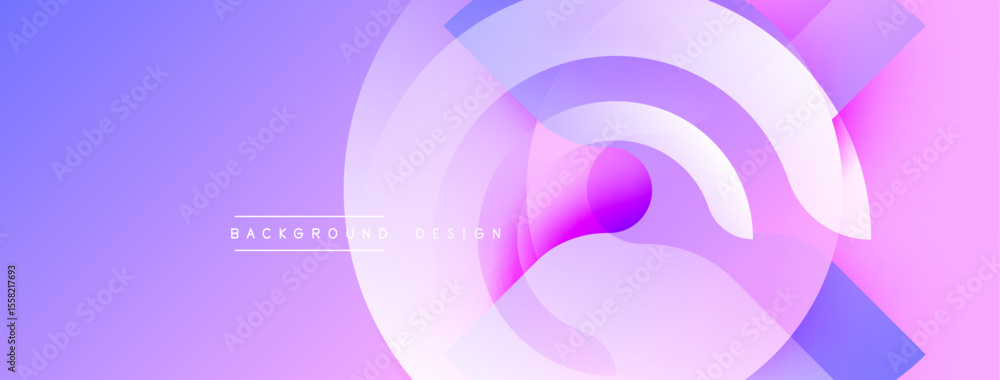 Poster Abstract purple background. Overlapping circles create dynamic visual effect. Modern design elements present smooth gradients.