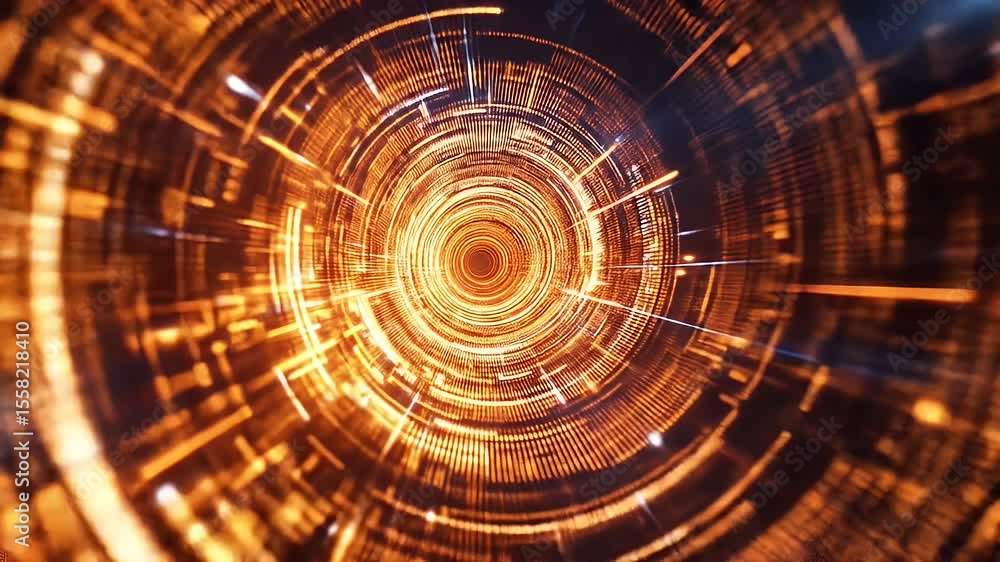 Poster abstract glowing circles with dynamic motion